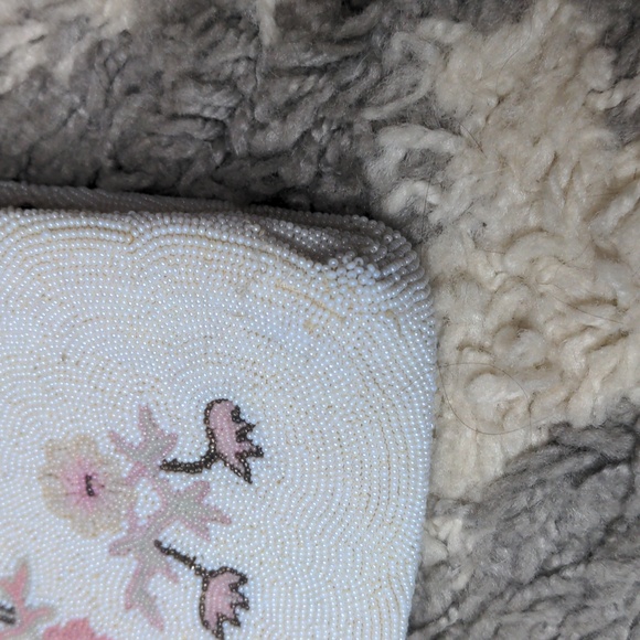 VTG Vintage French beaded bag, floral print - Picture 8 of 17